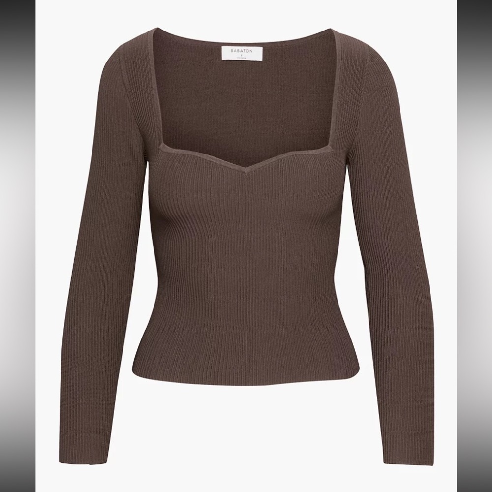 Aritzia Babaton Sweetheart Ribbed Longsleeve Top